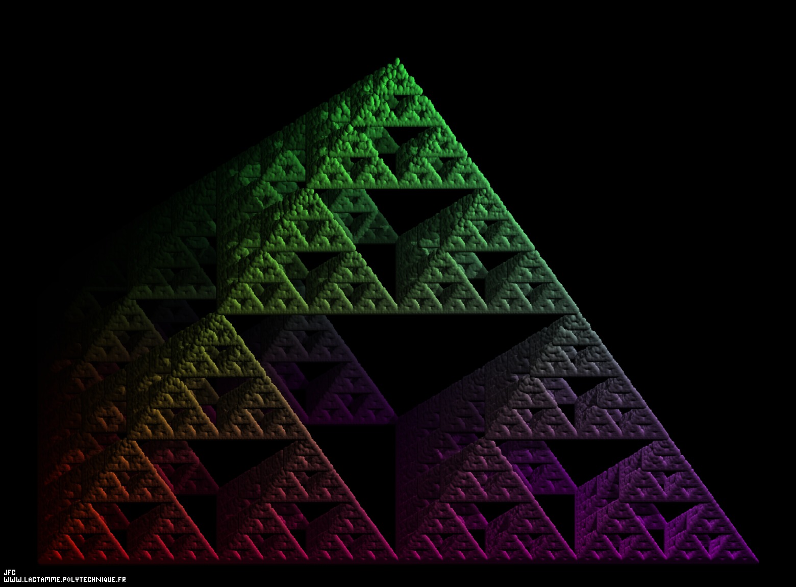 Tapis de Sierpinski tridimensionnel obtenu à l’aide de la méthode des « Iterated Function Systems » (IFS), par Jean-François Colonna.